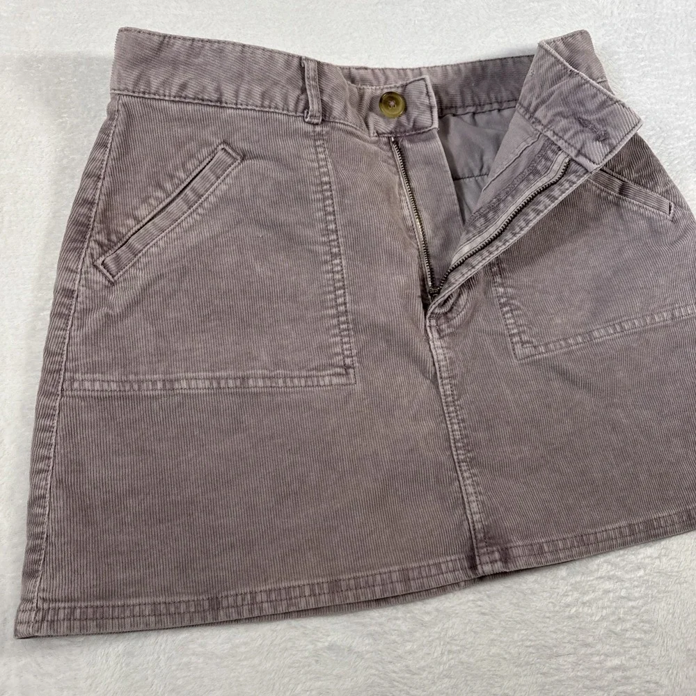 American‎ Eagle Super Stretch Corduroy Mini Skirt 8 Beige Preppy Schoolgirl